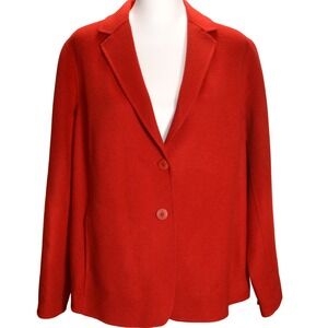 Talbots Retro Winter Soft Wool Blend Two Button Blazer Jacket Red Office 18WP